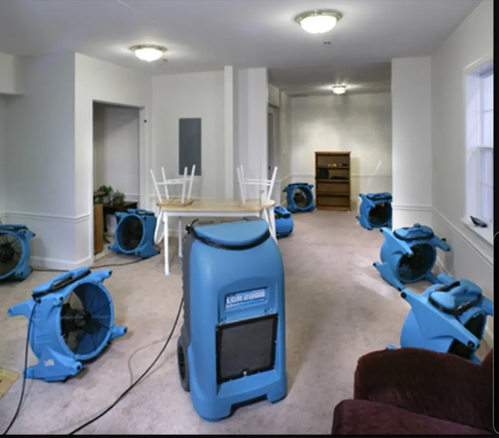 Air movers and dehumidifier setup for Water Extraction & Removal in Toledo